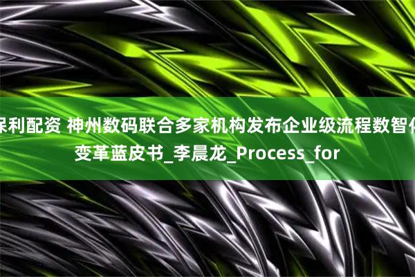 保利配资 神州数码联合多家机构发布企业级流程数智化变革蓝皮书_李晨龙_Process_for